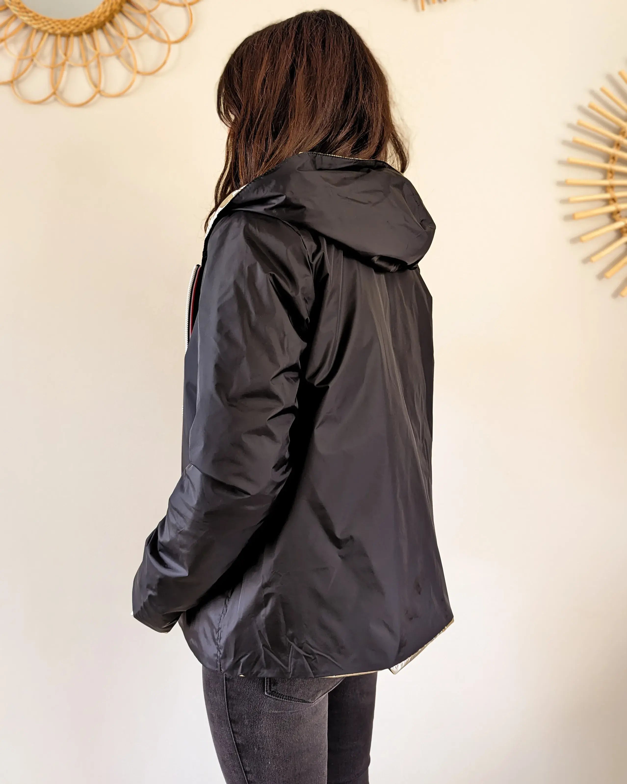 Imperméable rembourré mi-saison Laura Jo - Mandy court noir/doré - DÉSTOCKAGE taille M et XL