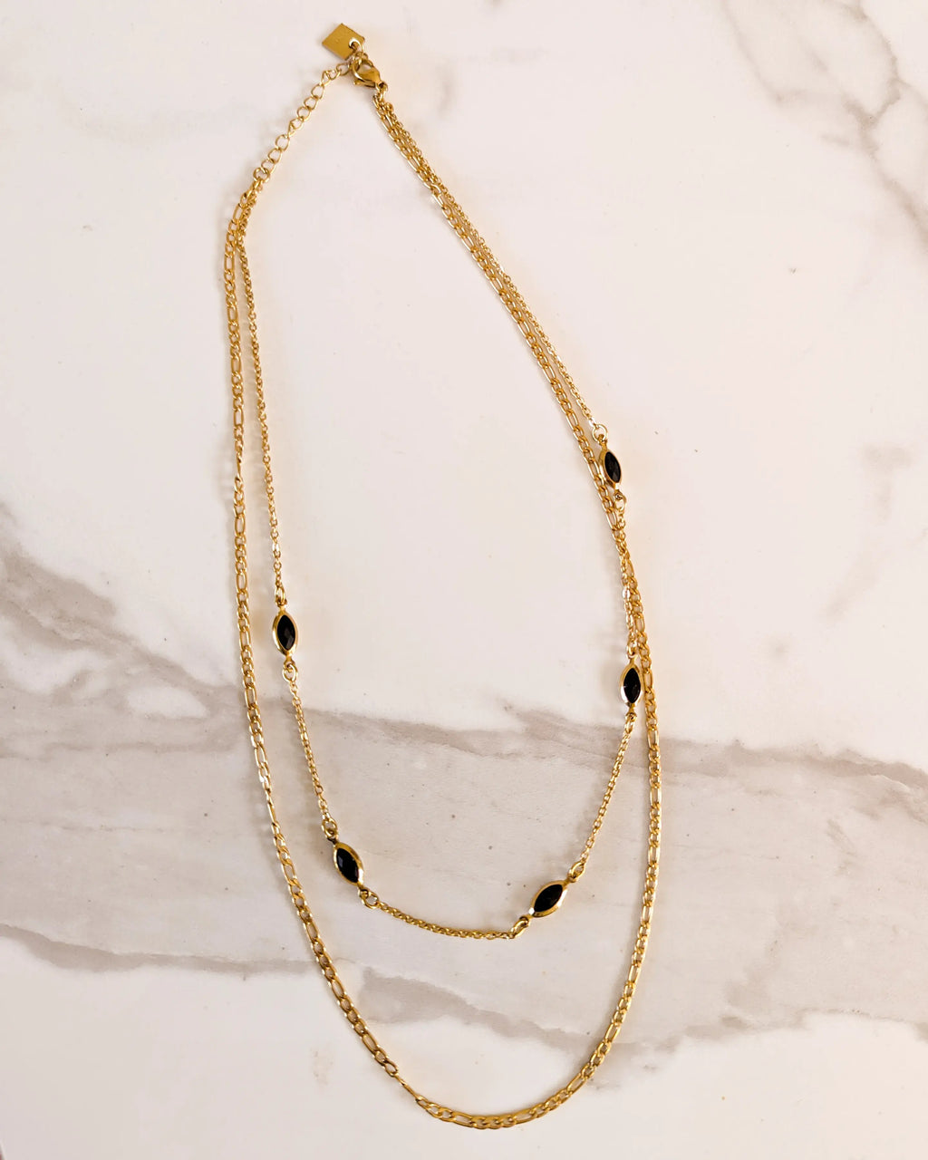 Collier double rangs noir - Siska