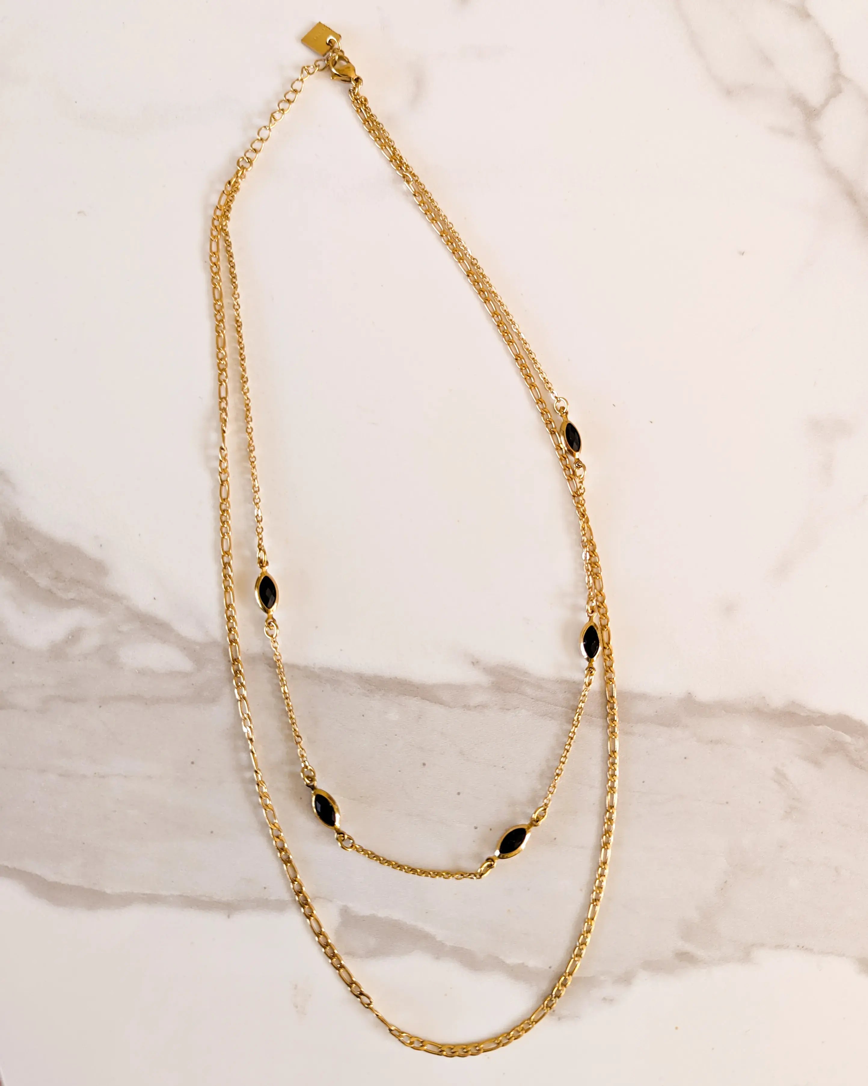 Collier double rangs noir - Siska