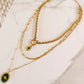Collier multi rangs vert doré - Abeille