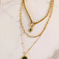 Collier multi rangs vert doré - Abeille