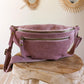 Sac banane en cuir velours - Hunter vieux rose