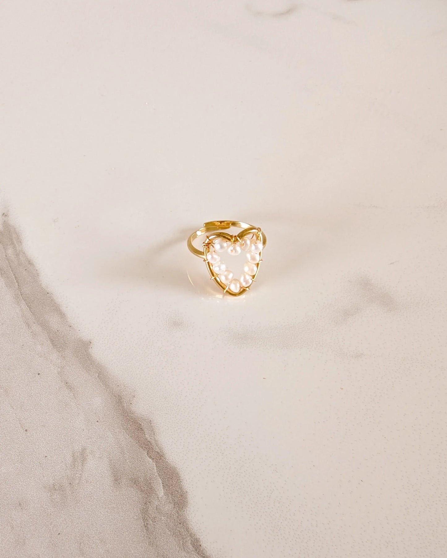 Bague en perles nacrées - Coeur