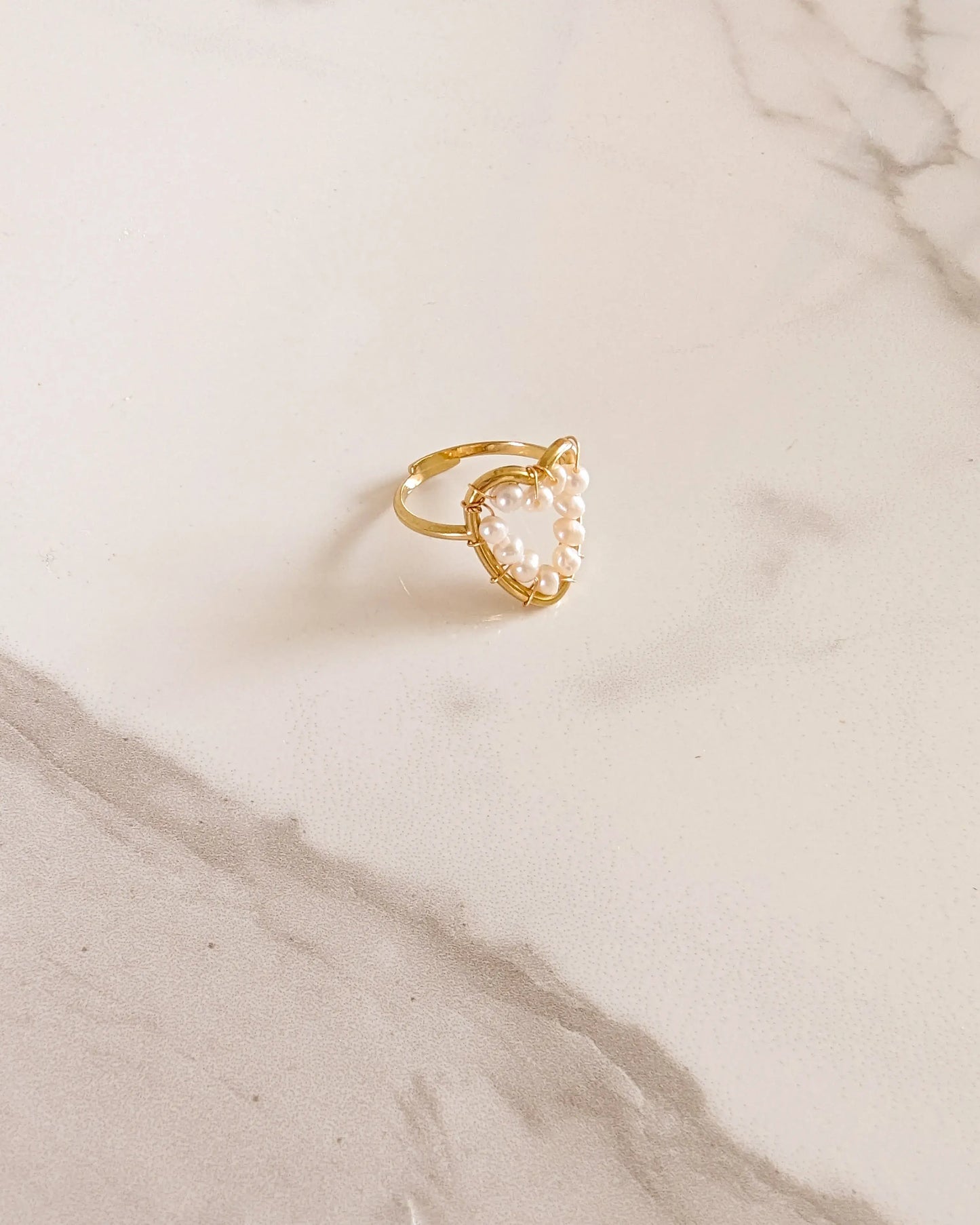 Bague en perles nacrées - Coeur