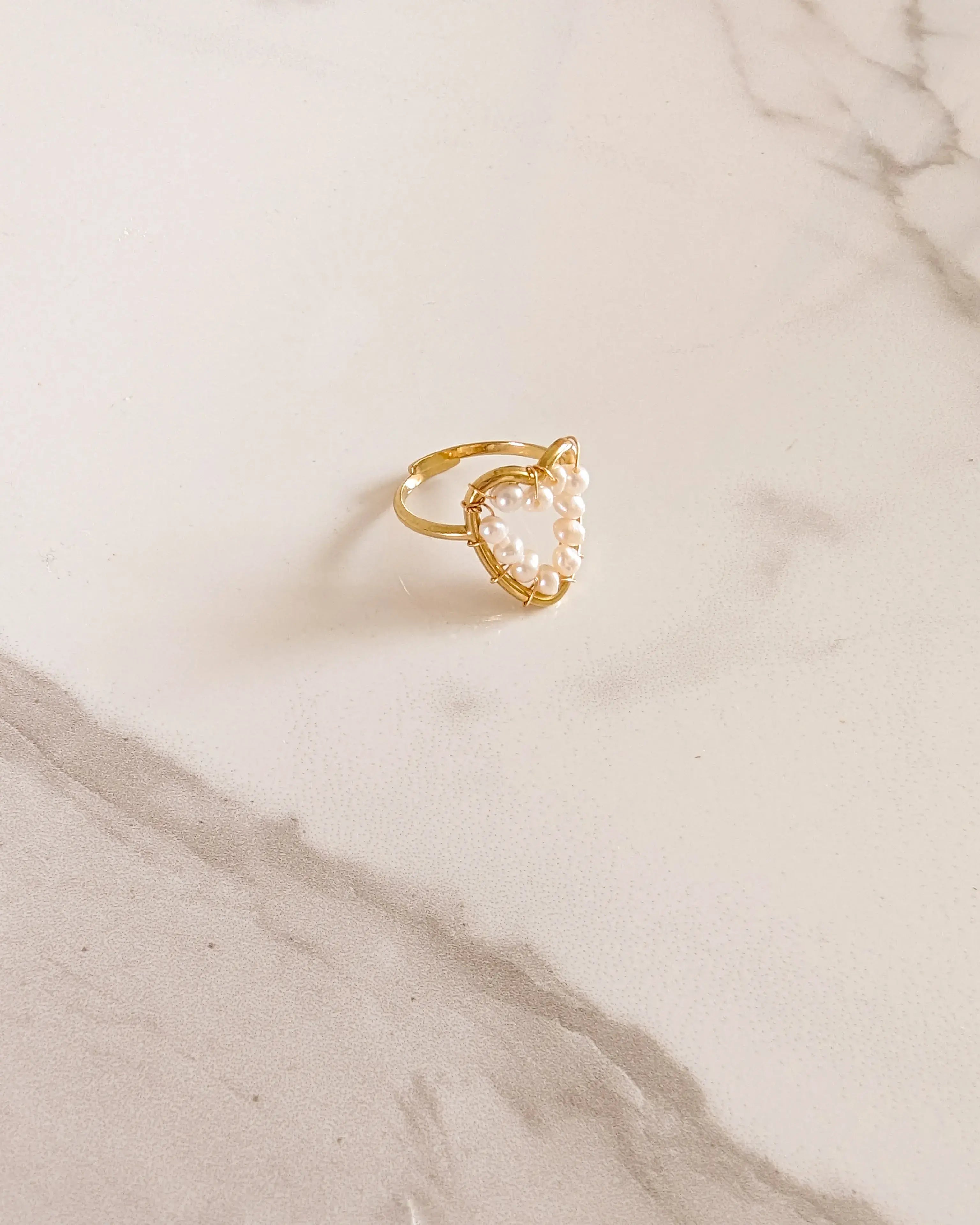 Bague en perles nacrées - Coeur