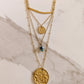 Collier multi rangs bleu doré - Jannie