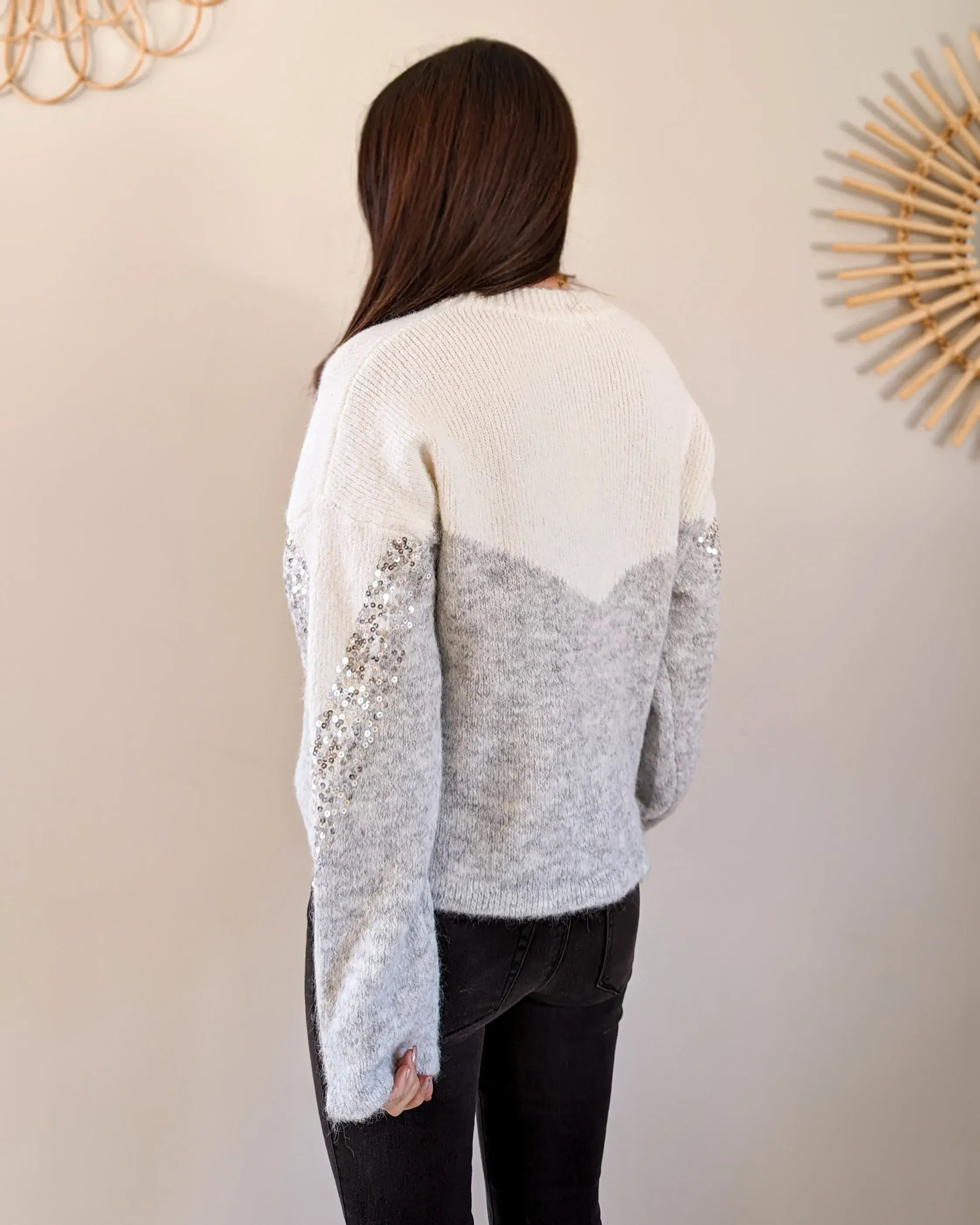 Pull à sequins - Talia gris