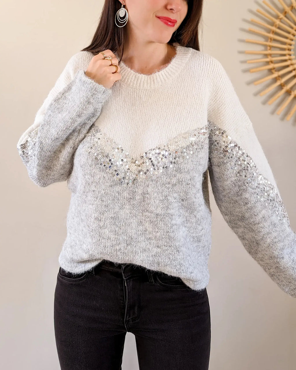 Pull à sequins - Talia gris