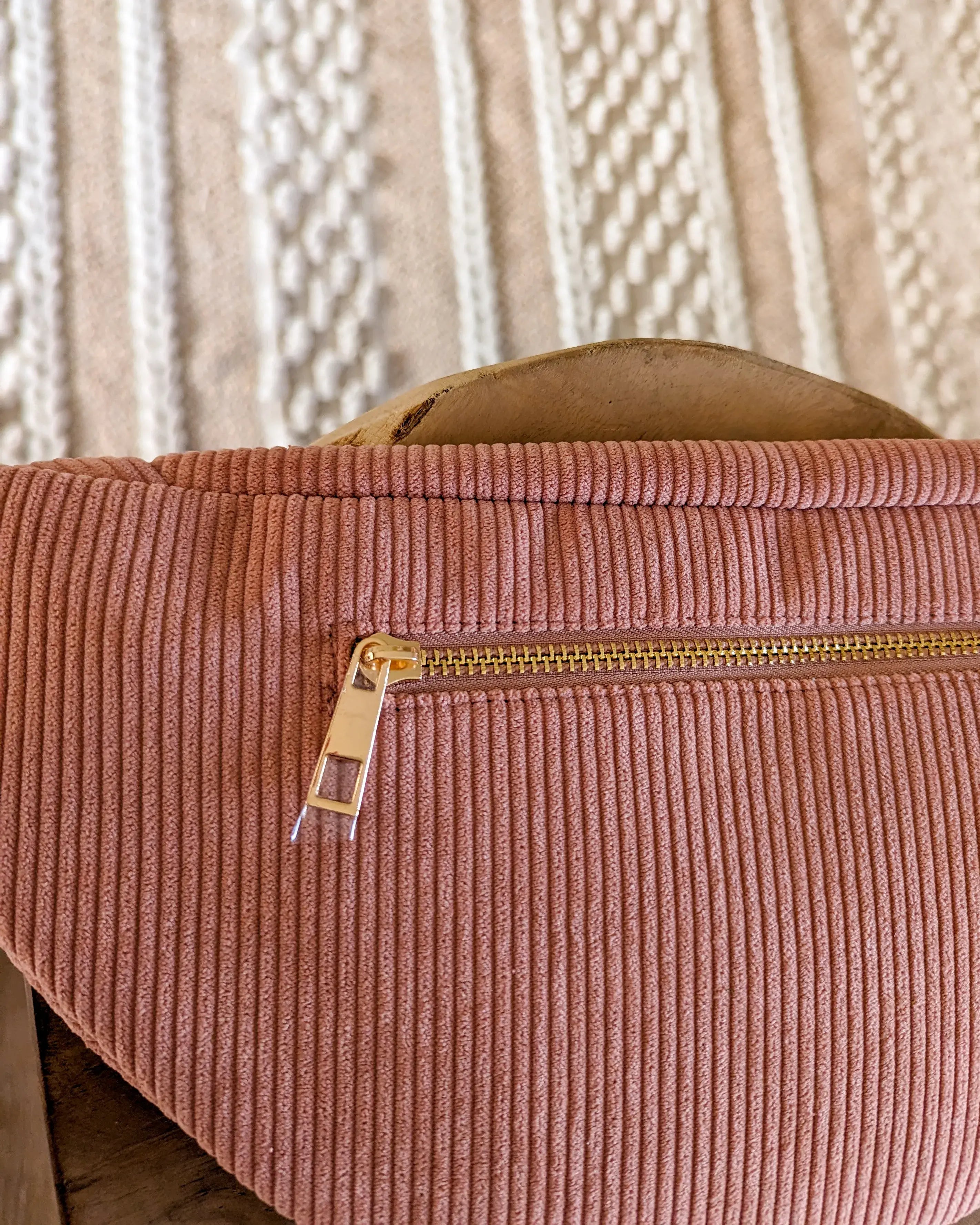 Sac banane en velours côtelé Ciao Boum - Masha rose