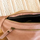 Sac banane en cuir velours - Hunter rose