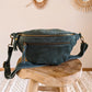 Sac banane en cuir velours - Hunter Sapin