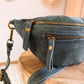 Sac banane en cuir velours - Hunter Sapin