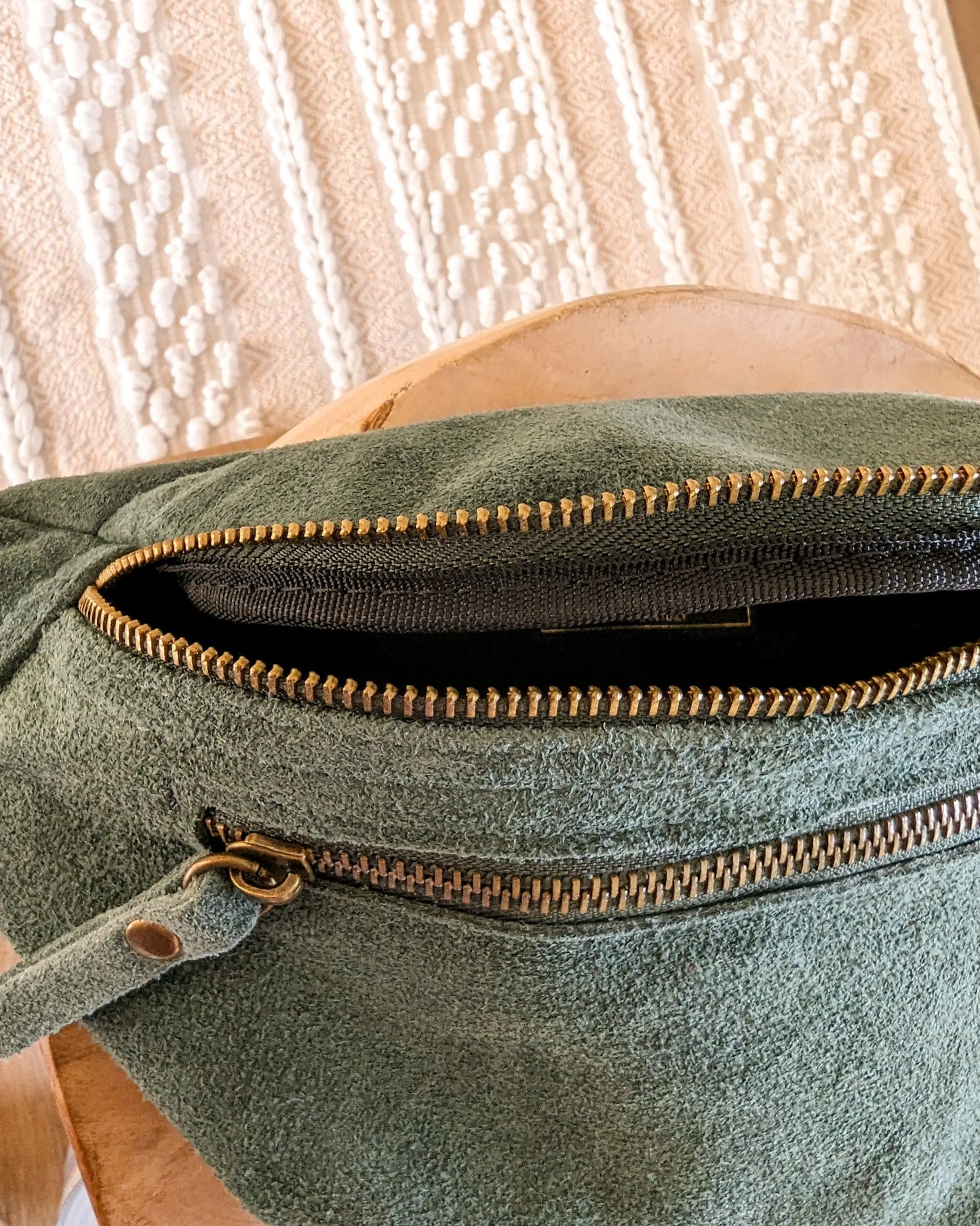 Sac banane en cuir velours - Hunter Sapin