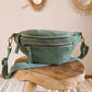 Sac banane en cuir velours - Hunter vert d'eau