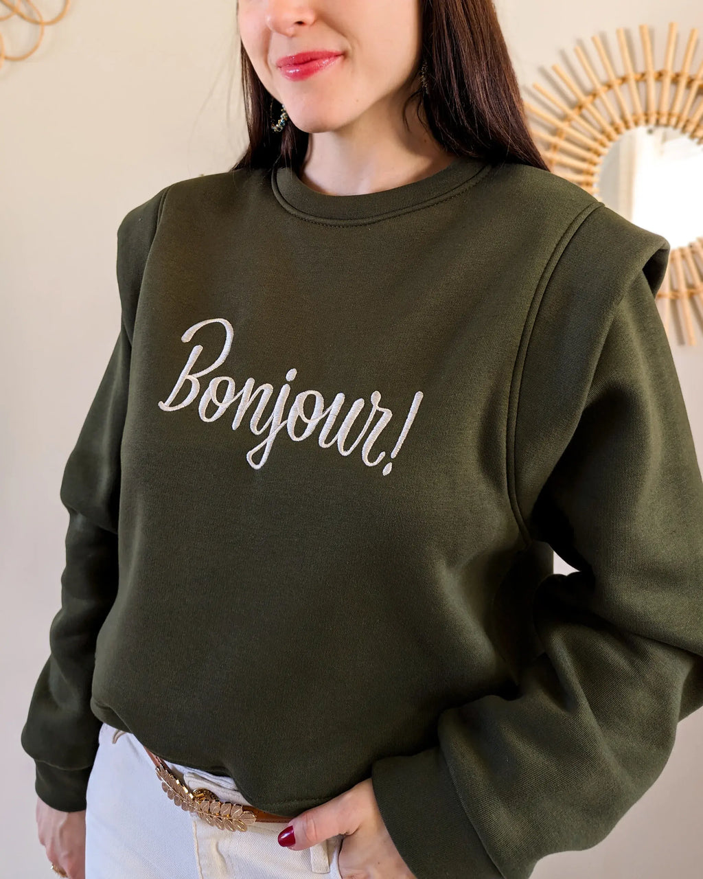 Sweat kaki - Bonjour