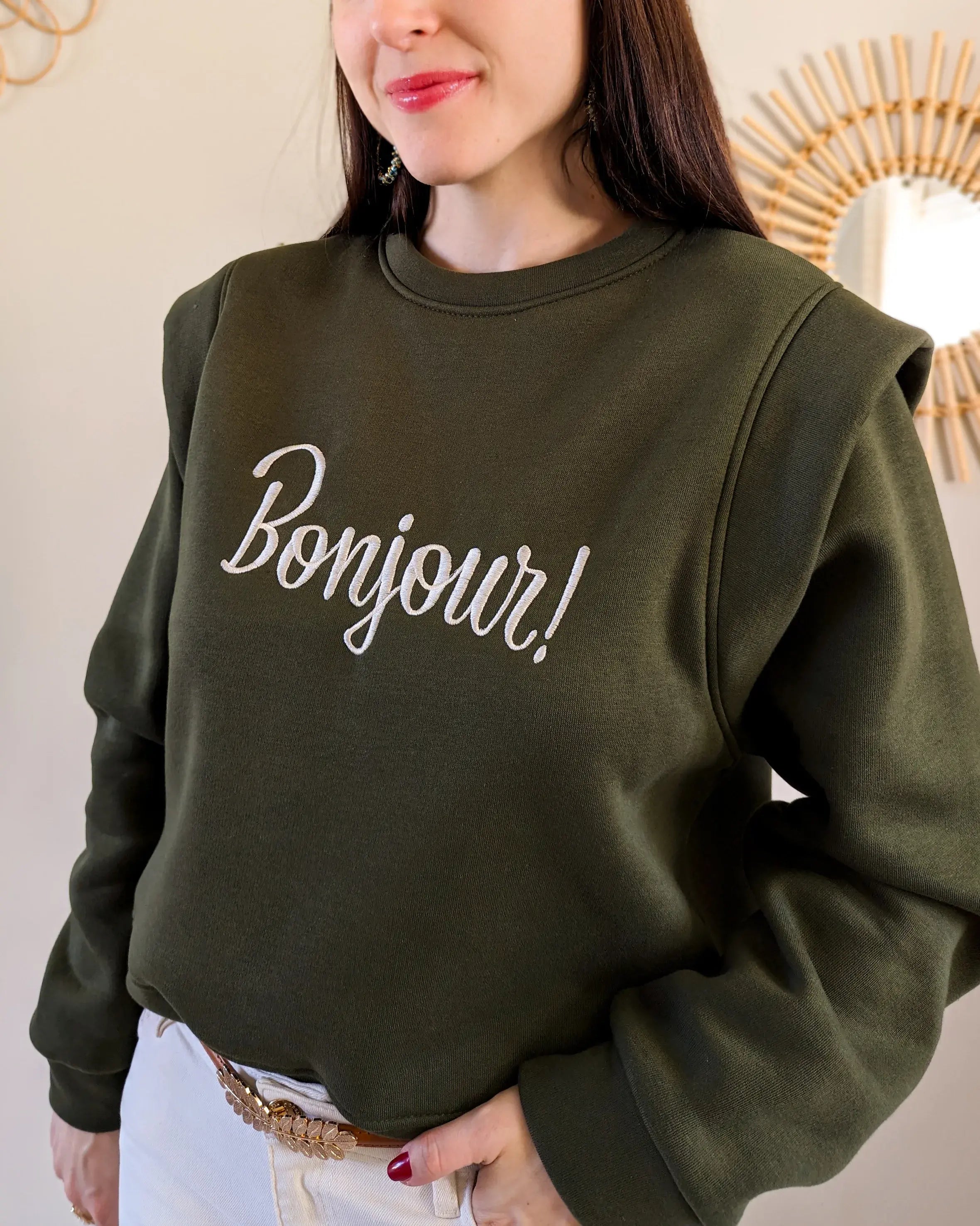 Sweat kaki - Bonjour