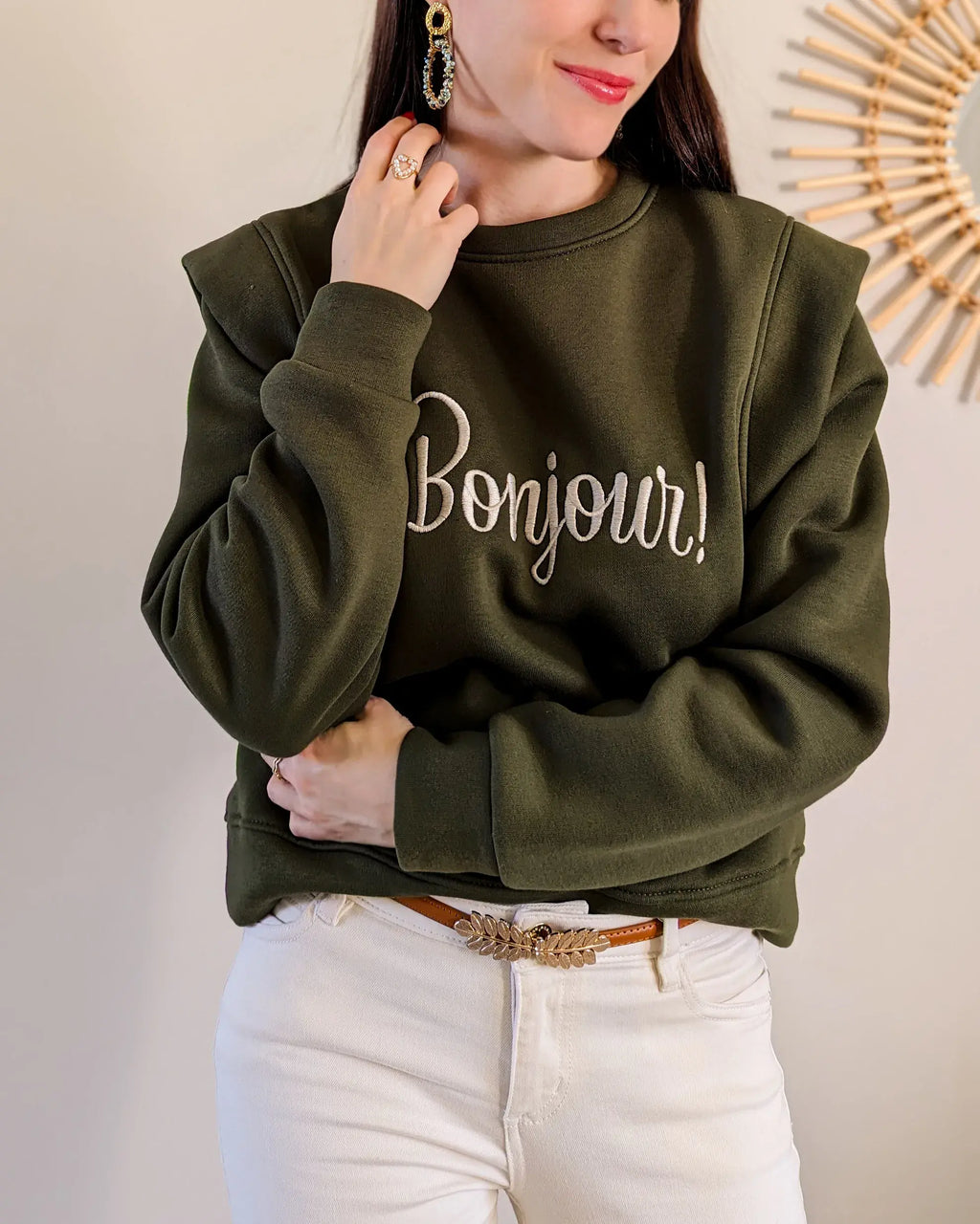 Sweat kaki - Bonjour