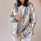Imperméable rembourré mi-saison Laura Jo - Mandy court bleu ciel/doré