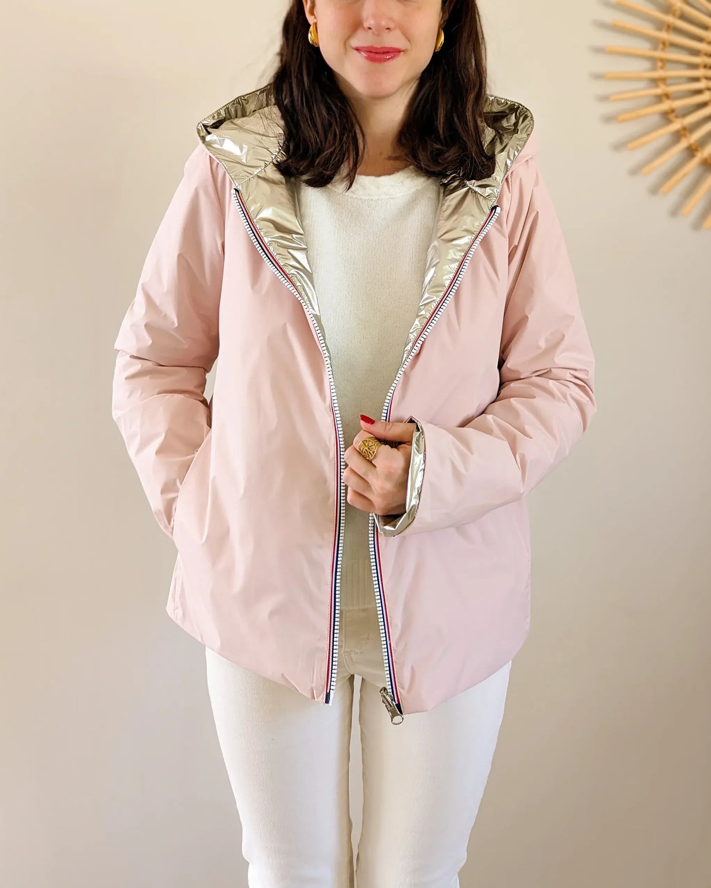 Imperméable rembourré mi-saison Laura Jo - Mandy court rose/doré