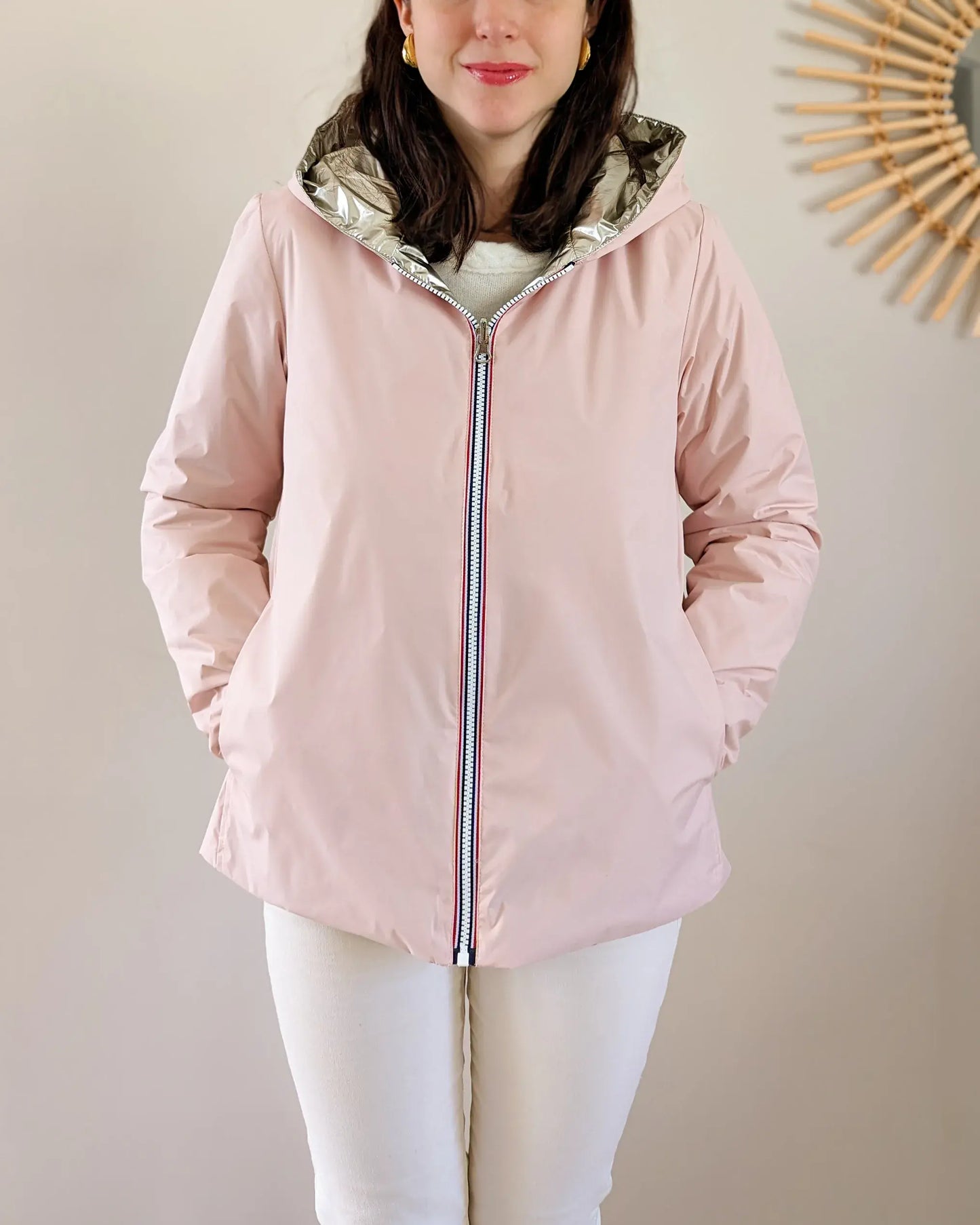 Imperméable rembourré mi-saison Laura Jo - Mandy court rose/doré