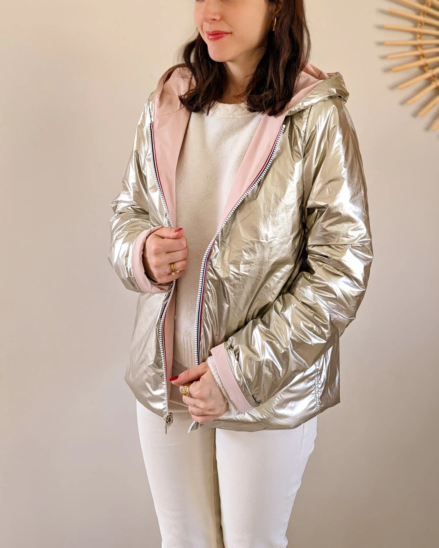 Imperméable rembourré mi-saison Laura Jo - Mandy court rose/doré