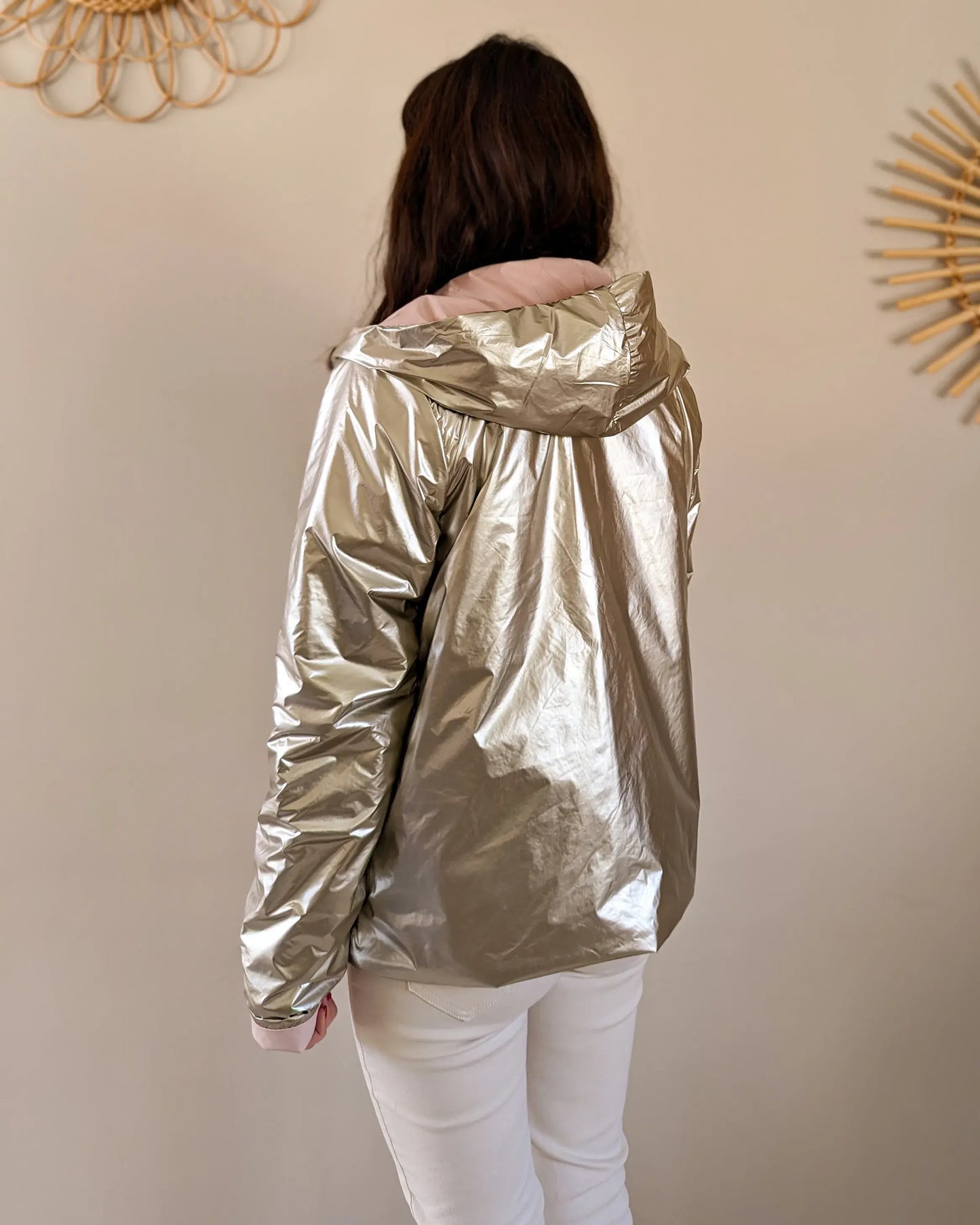 Imperméable rembourré mi-saison Laura Jo - Mandy court rose/doré