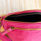 Sac banane en cuir velours - Hunter fuchsia