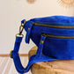 Sac banane en cuir velours - Hunter bleu électrique