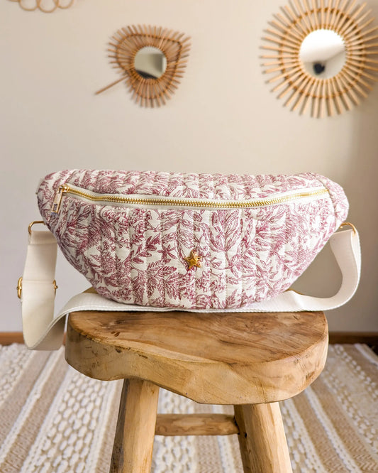 Sac banane en coton matelassé - rose
