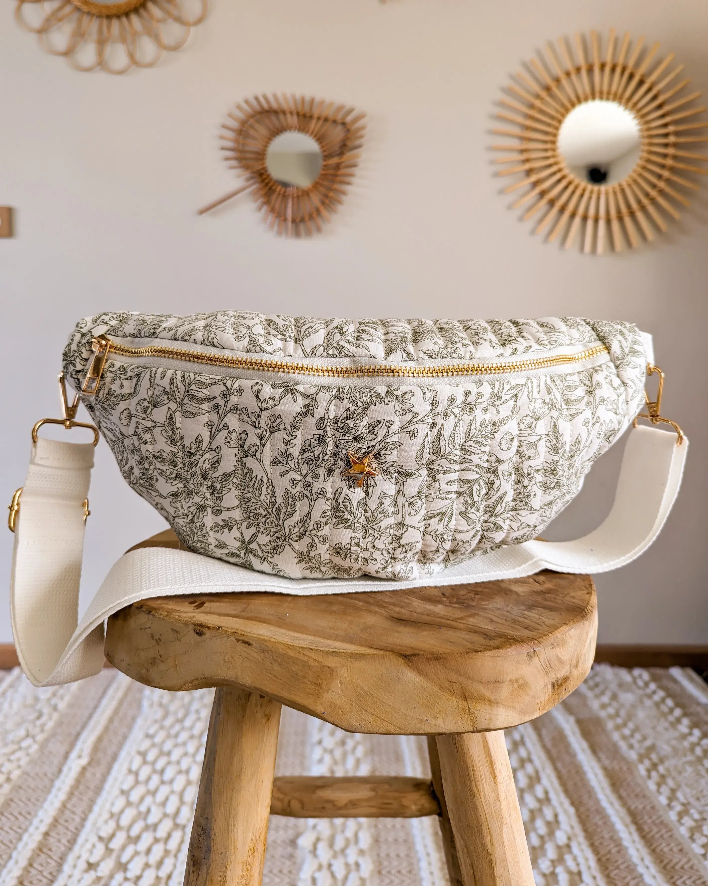 Sac banane en coton matelassé - vert
