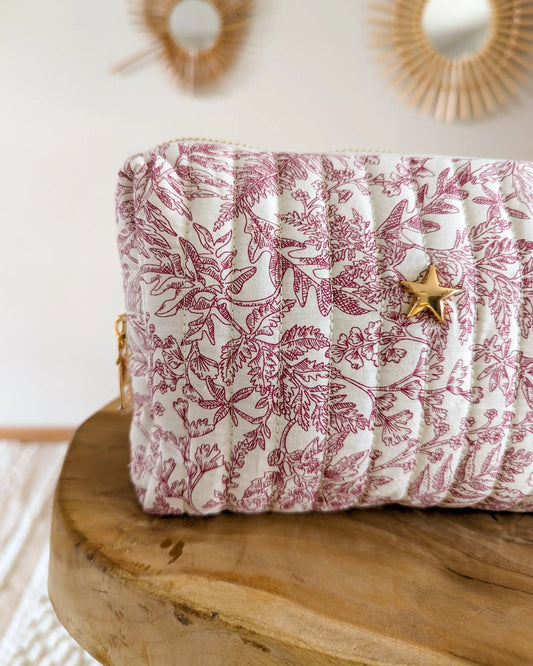 Trousse en coton matelassé rose - Atelier Paname