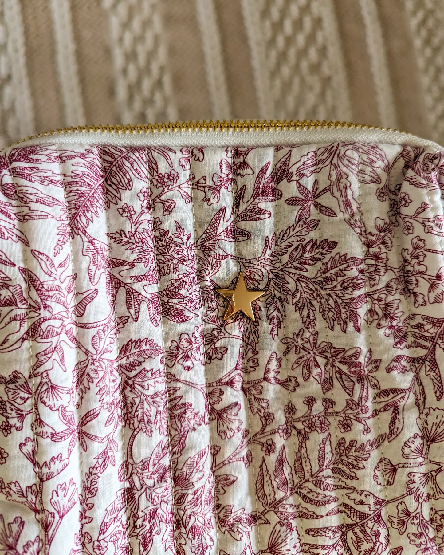 Trousse en coton matelassé rose - Atelier Paname