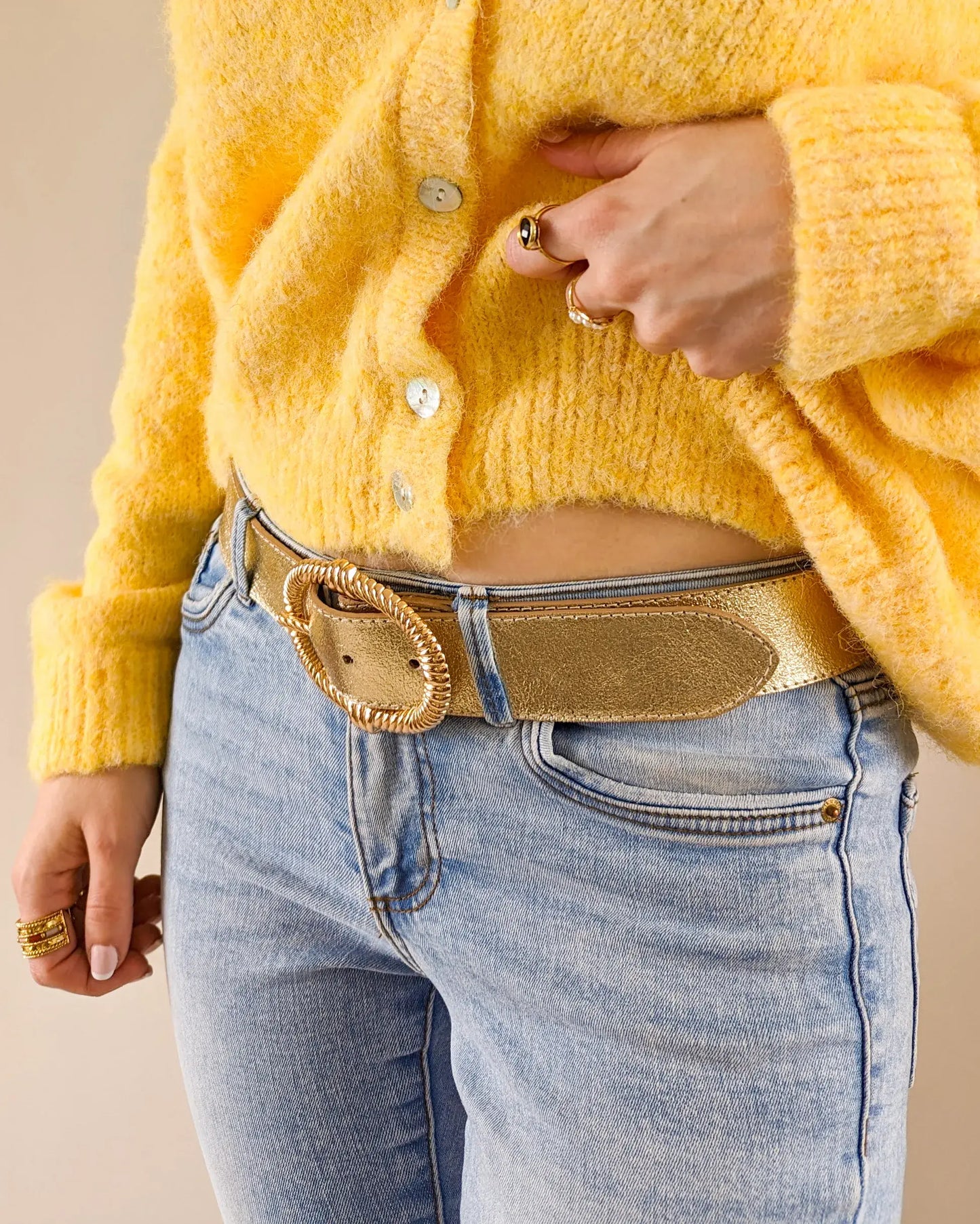 Ceinture en cuir dorée - Carly