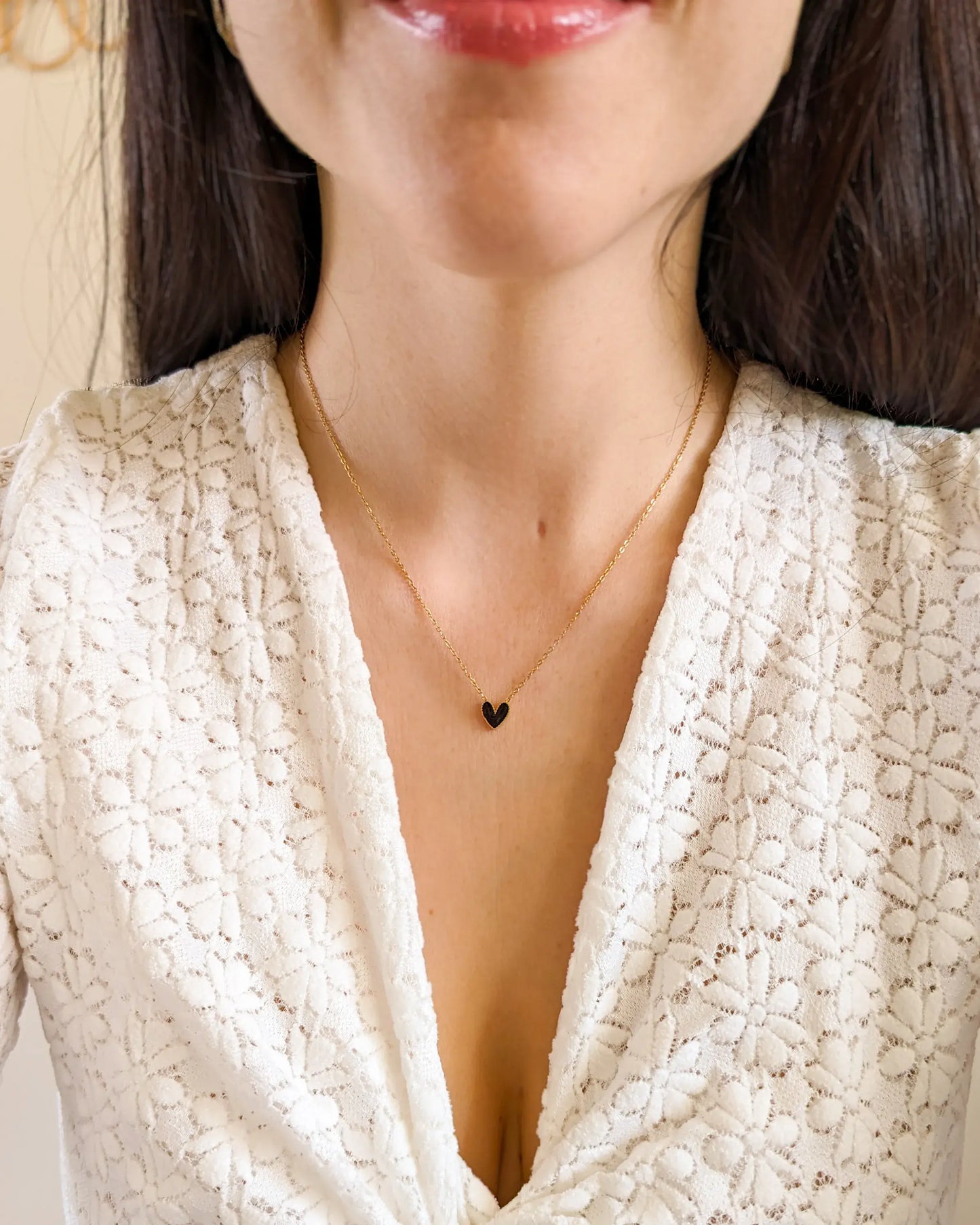 Collier noir - Cœur