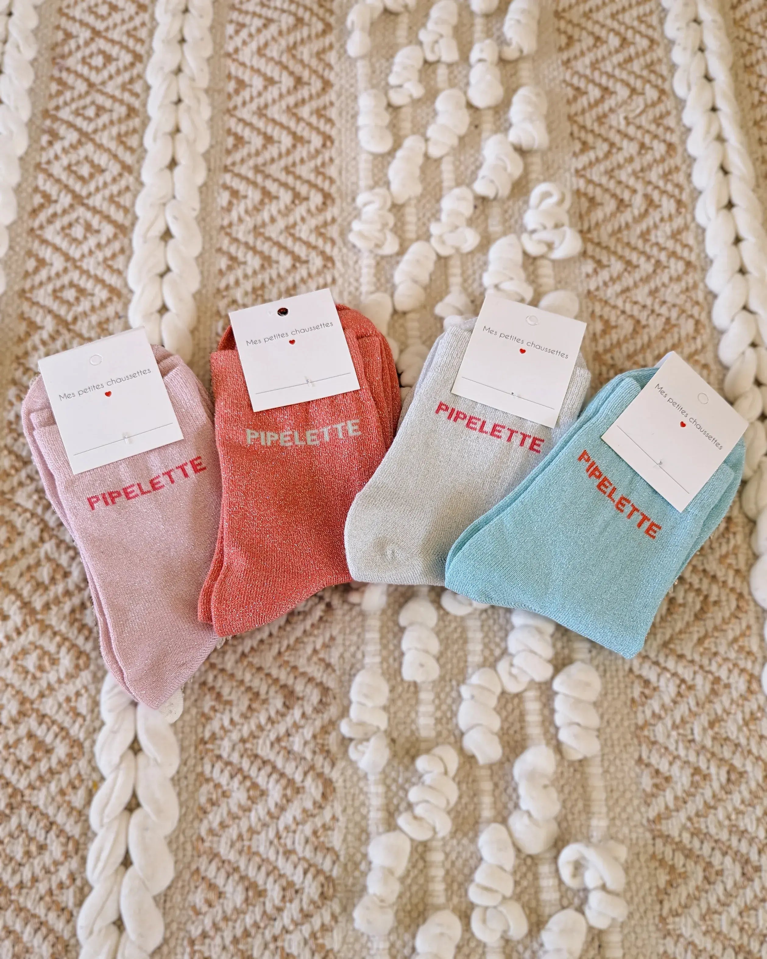 Chaussettes pailletées - Pipelette bleues