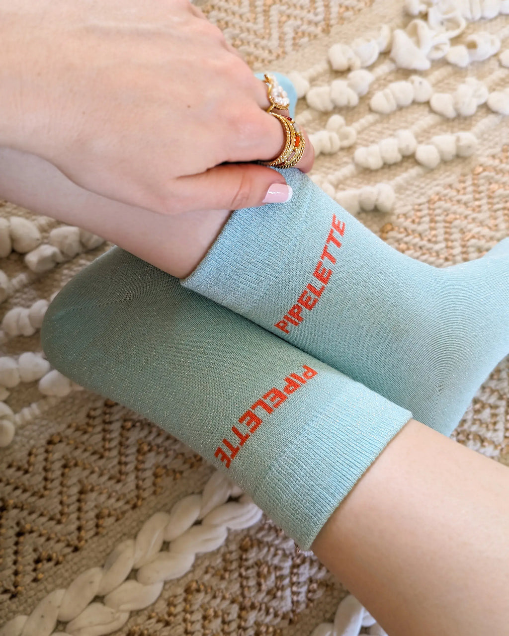 Chaussettes pailletées - Pipelette bleues