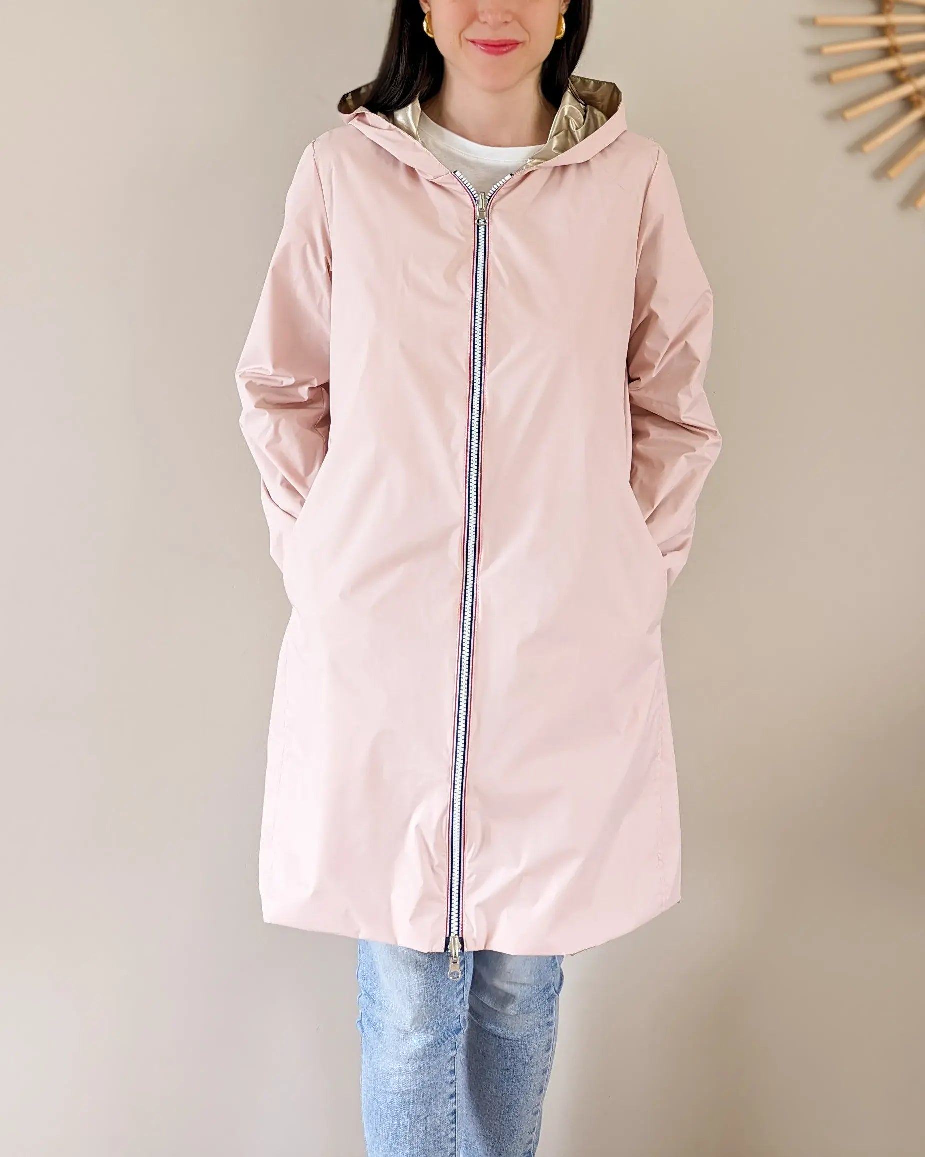 Imperméable réversible Laura Jo rose/dorée - Elena longue - DÉSTOCKAGE taille XL