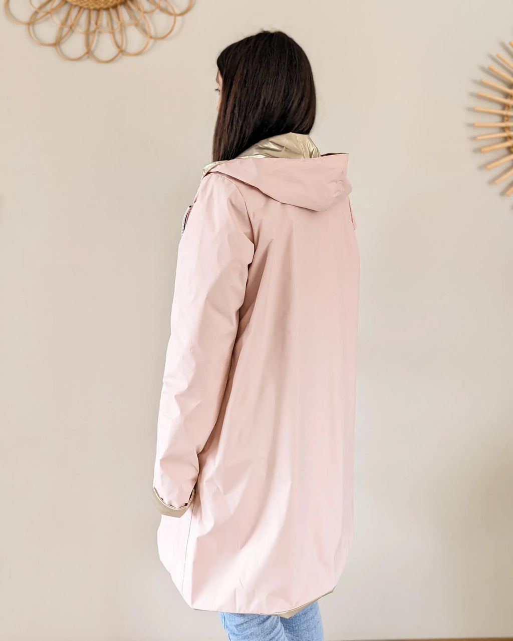 Imperméable réversible Laura Jo rose/dorée - Elena longue - DÉSTOCKAGE taille XL