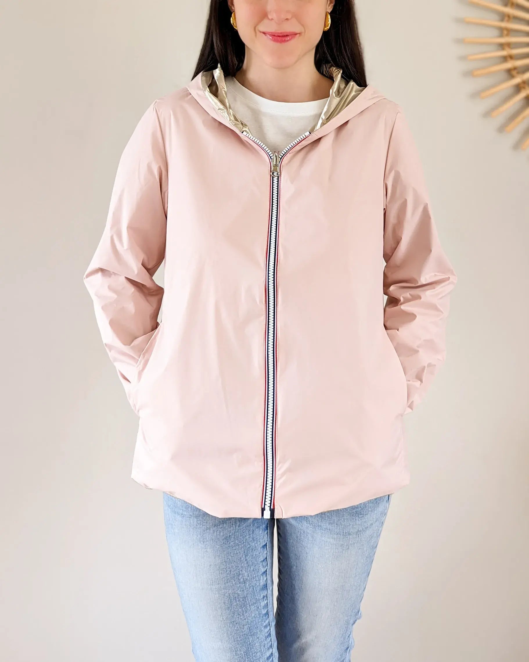 Imperméable réversible Laura Jo rose/dorée - Elena courte - DÉSTOCKAGE taille XL