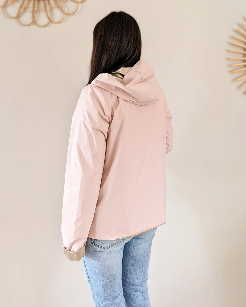 Imperméable réversible Laura Jo rose/dorée - Elena courte - DÉSTOCKAGE taille XL