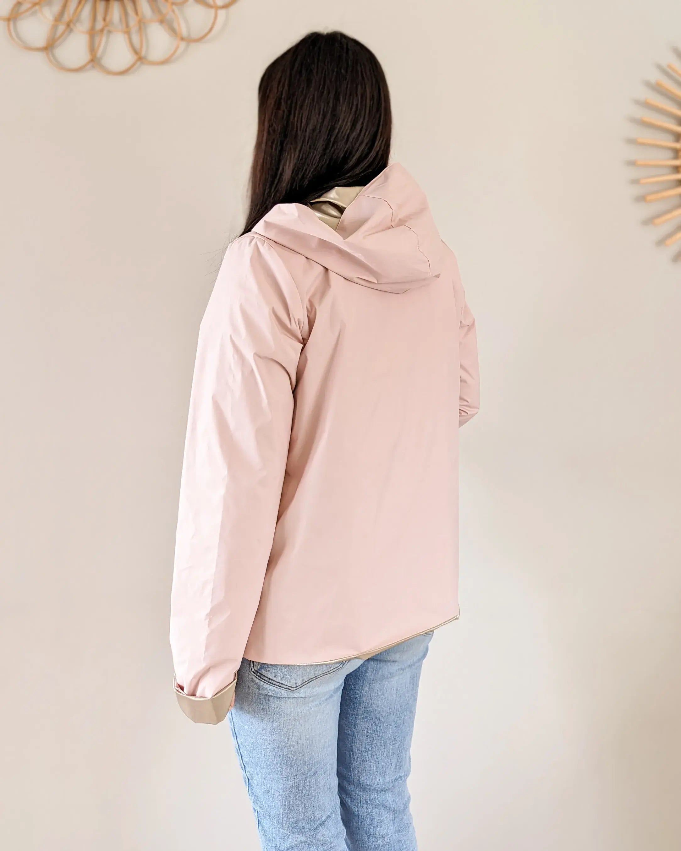 Imperméable réversible Laura Jo rose/dorée - Elena courte - DÉSTOCKAGE taille XL