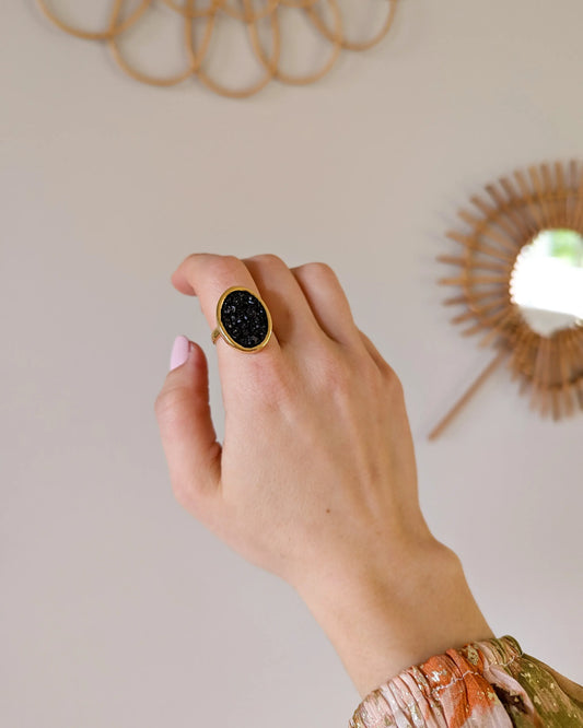Bague résine anthracite - Meredith