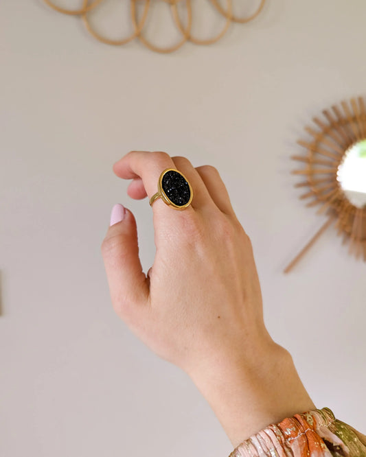 Bague résine anthracite - Meredith