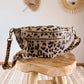 Sac banane en cuir velours - Hunter léopard beige