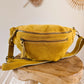 Sac banane en cuir velours - Hunter jaune