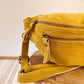 Sac banane en cuir velours - Hunter jaune