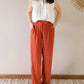 Pantalon en lin - Darren terracotta