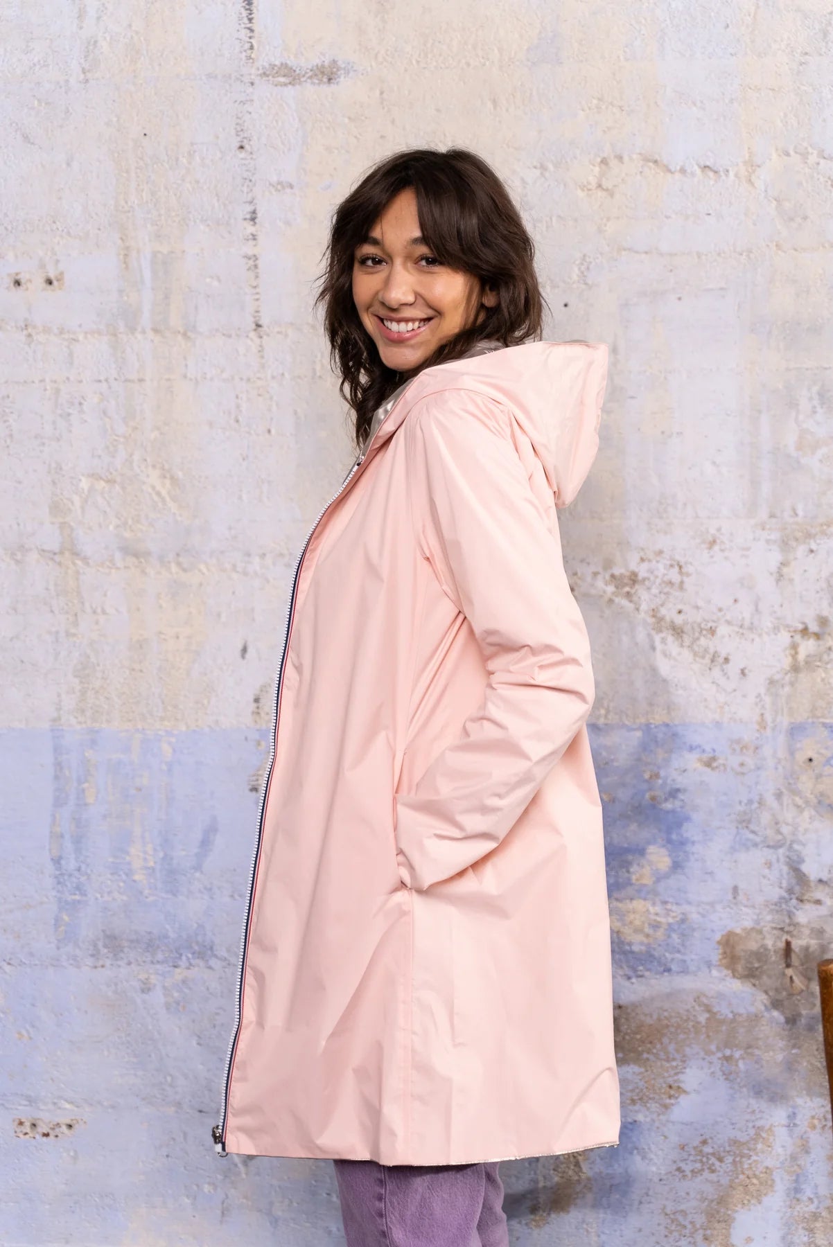 Imperméable réversible Laura Jo rose/dorée - Elena longue