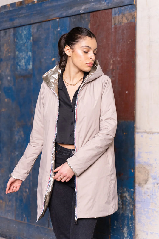 Imperméable rembourré mi-saison Laura Jo - Mandy long  beige doré