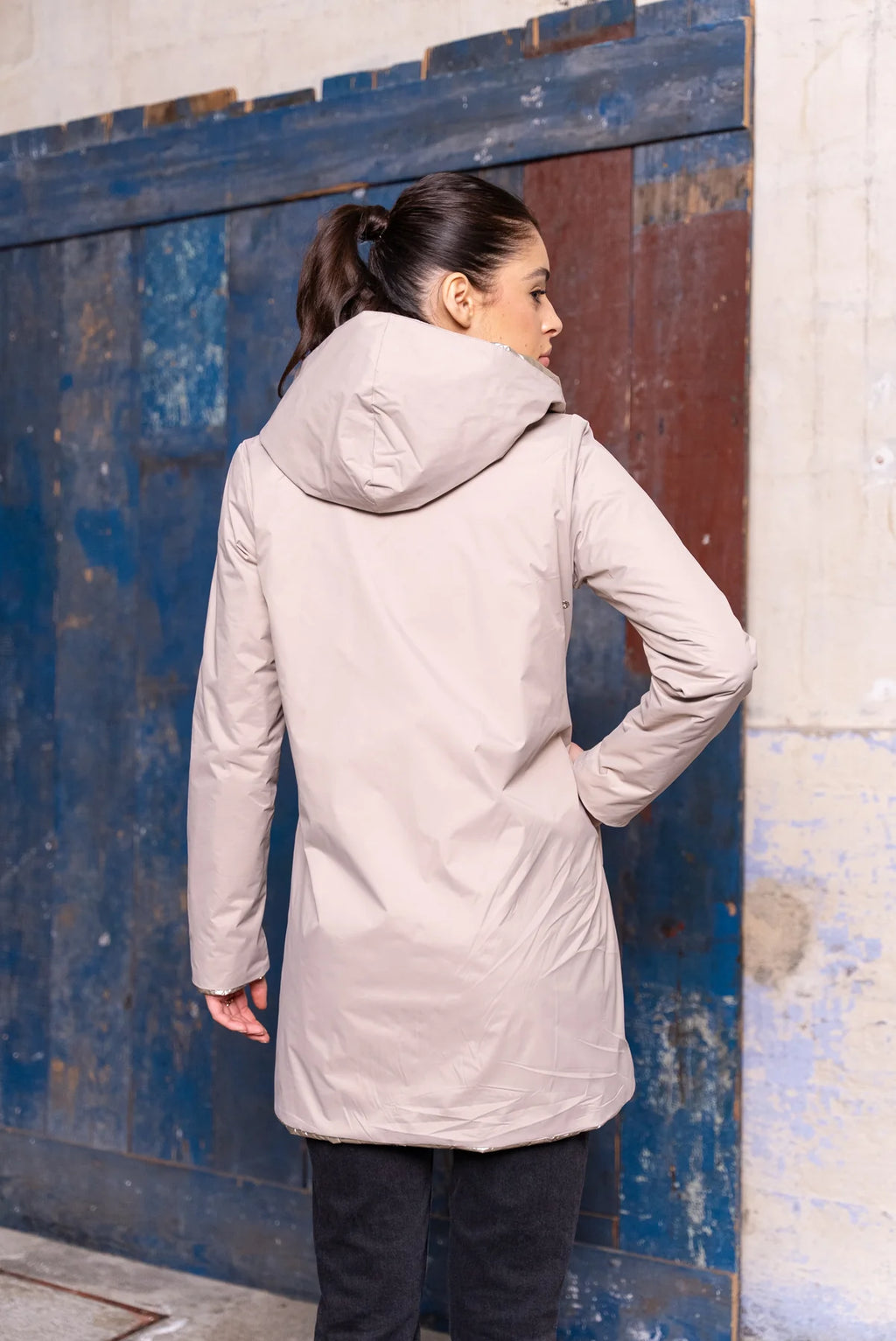 Imperméable rembourré mi-saison Laura Jo - Mandy long  beige doré - DÉSTOCKAGE taille XL et 48